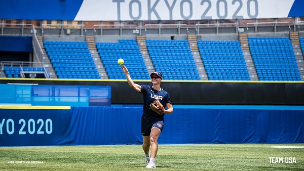 Ali Aguilar throws a ball during practice