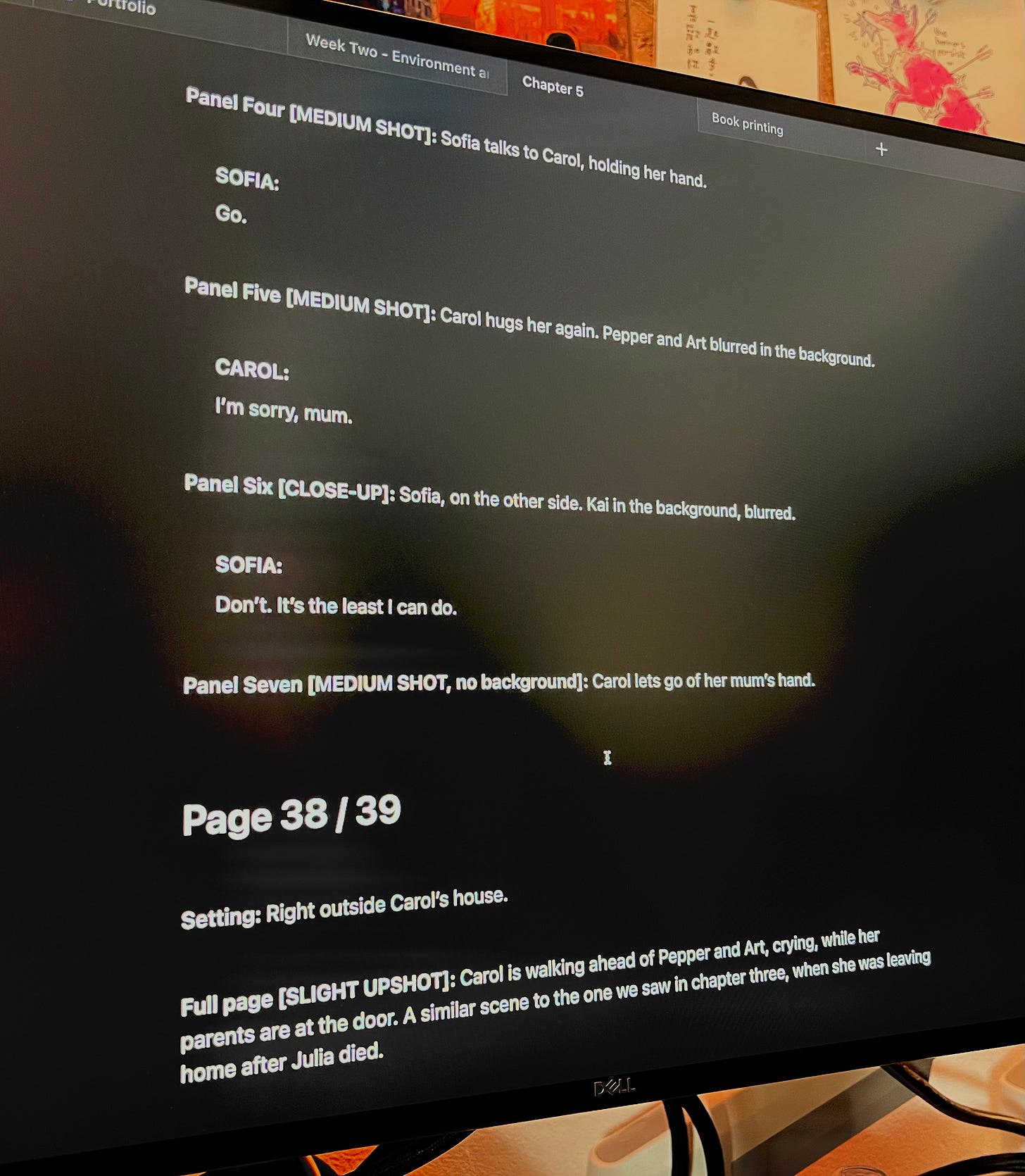 Part of the script for chapter four of The Last Day of Rain