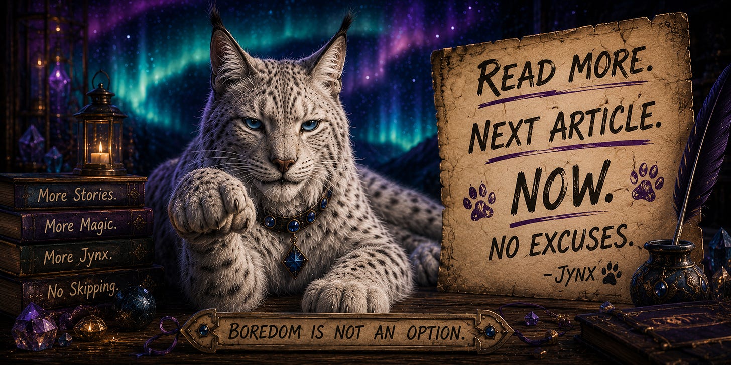 Jynx demanding the reader read more now! Jynx demanding the reader read more now!
