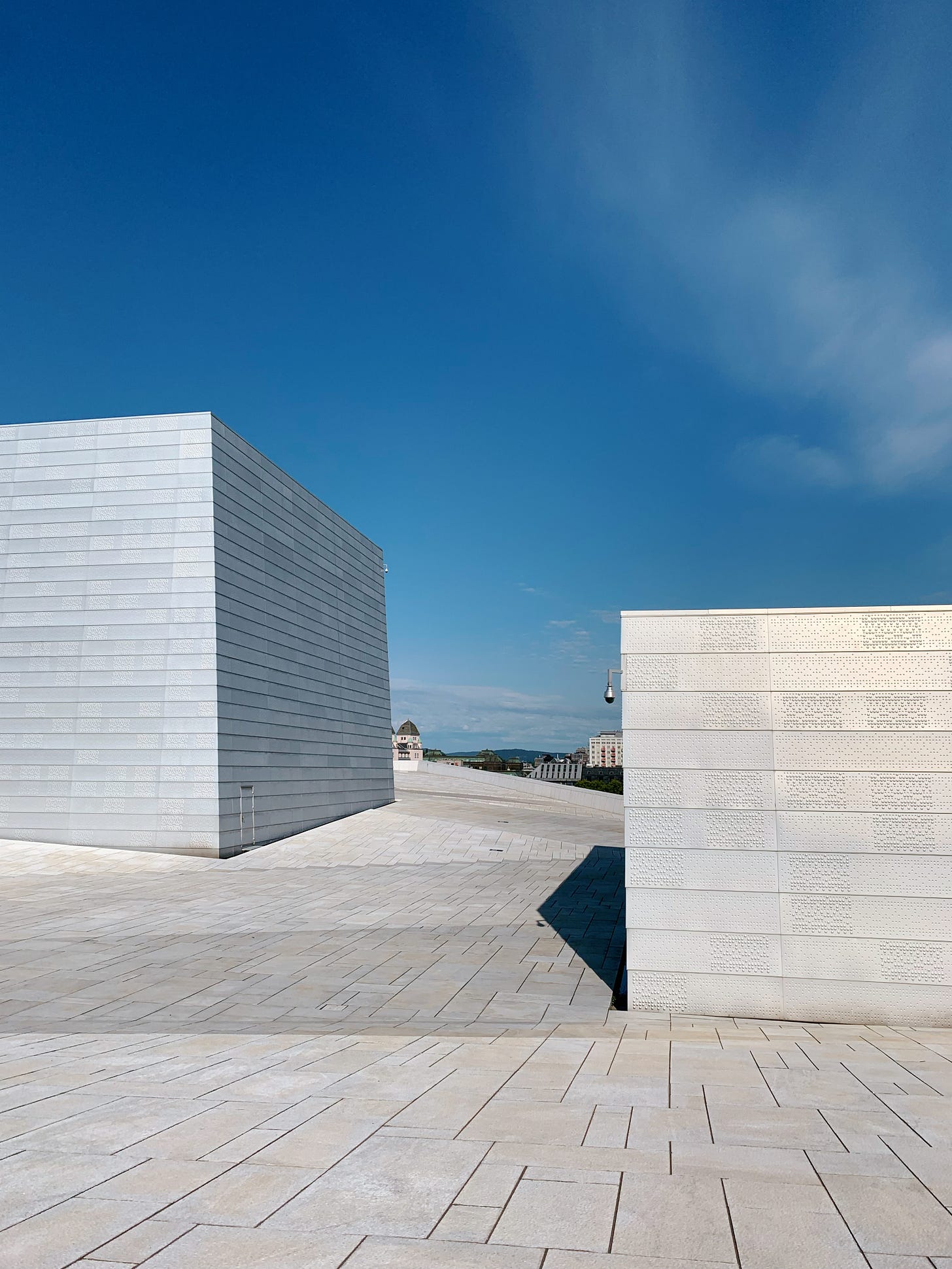 At the top of the Oslo Opera House