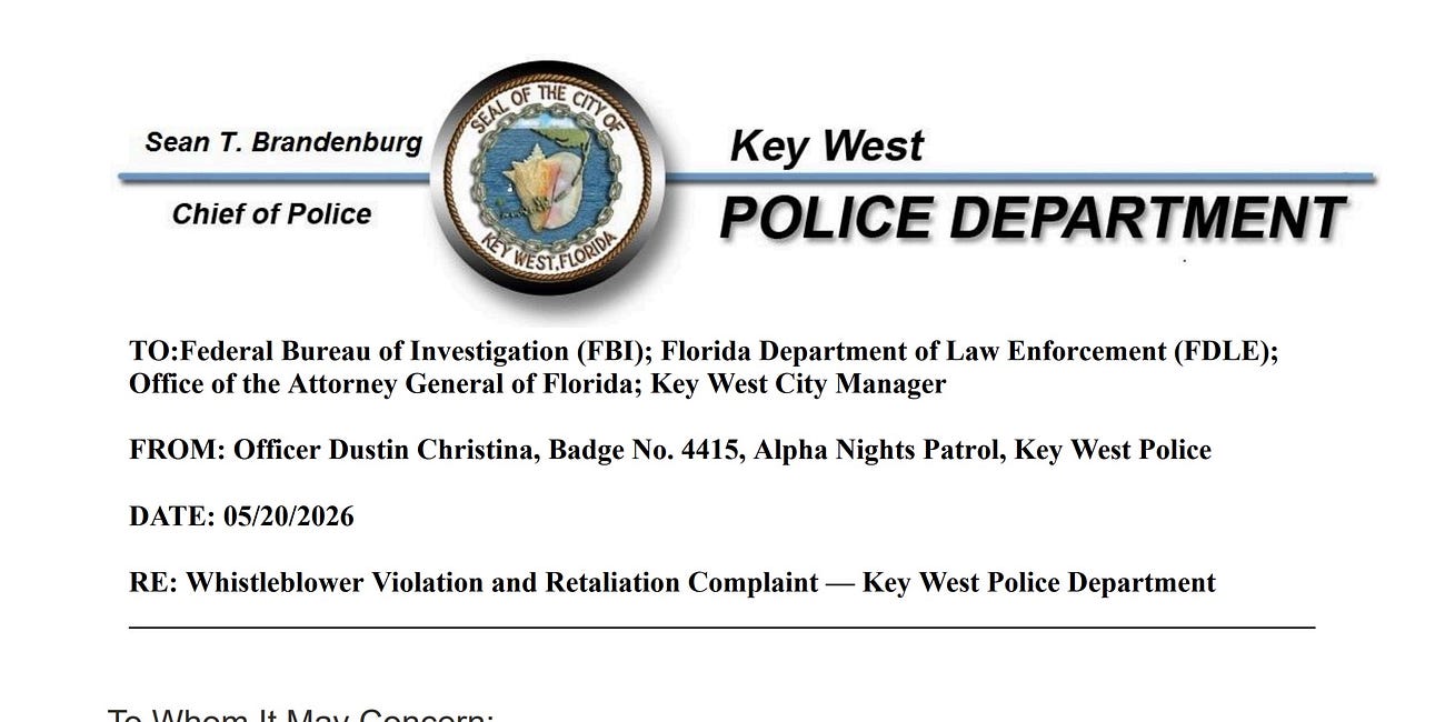 BREAKING: Officer Arrested for DUI Had Filed 44-Page Whistleblower Complaint Against KWPD Months Earlier