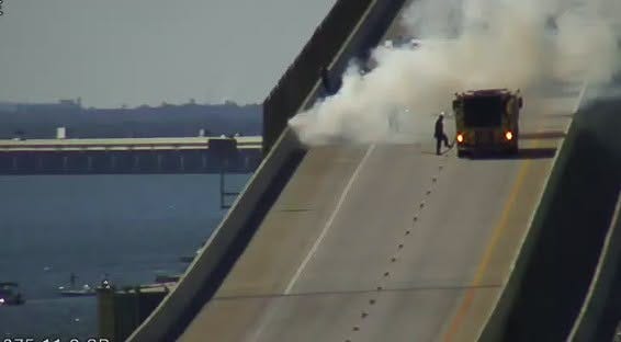 Vehicle Fire Temporarily Shuts Down Northbound Sunshine Skyway Bridge