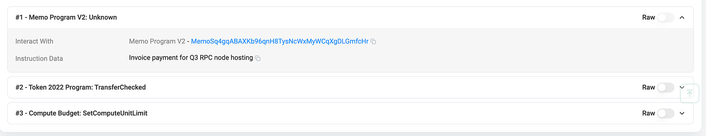Explorer view of a successful Token-2022 transfer with a required memo
