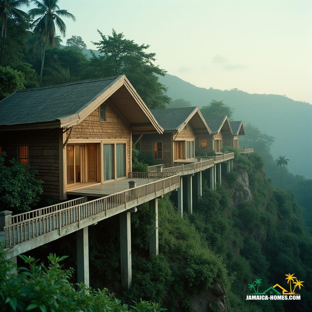 Bamboo home on hill in Jamaica