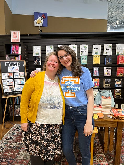 A carousel of images from different events, including shots with Jen Comfort, Alicia Thompson, Dominic Lim, Amy Spalding, Helena Greer, Amalie Howard, Nisha Tuli, Kaitlyn Hill, KT Hoffman, Karelia & Fay Stetz-Waters, and Alison Cochrun.