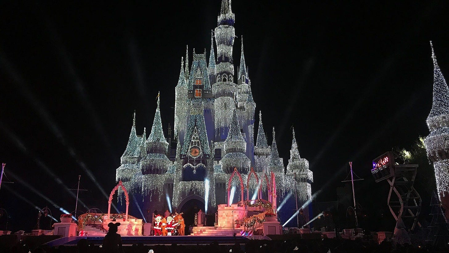 Mickey's Most Merriest Celebration at Cinderella Castle during the party in 2018. Image: Figment3009 via Wikimedia Commons