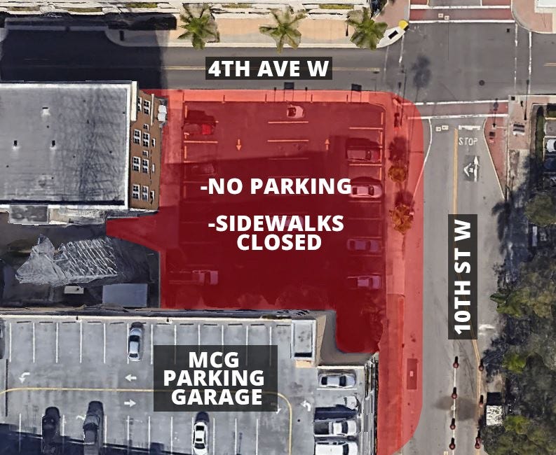 Temporary Parking Lot and Sidewalk Closures Begin Near County Parking Garage for Tower Removal