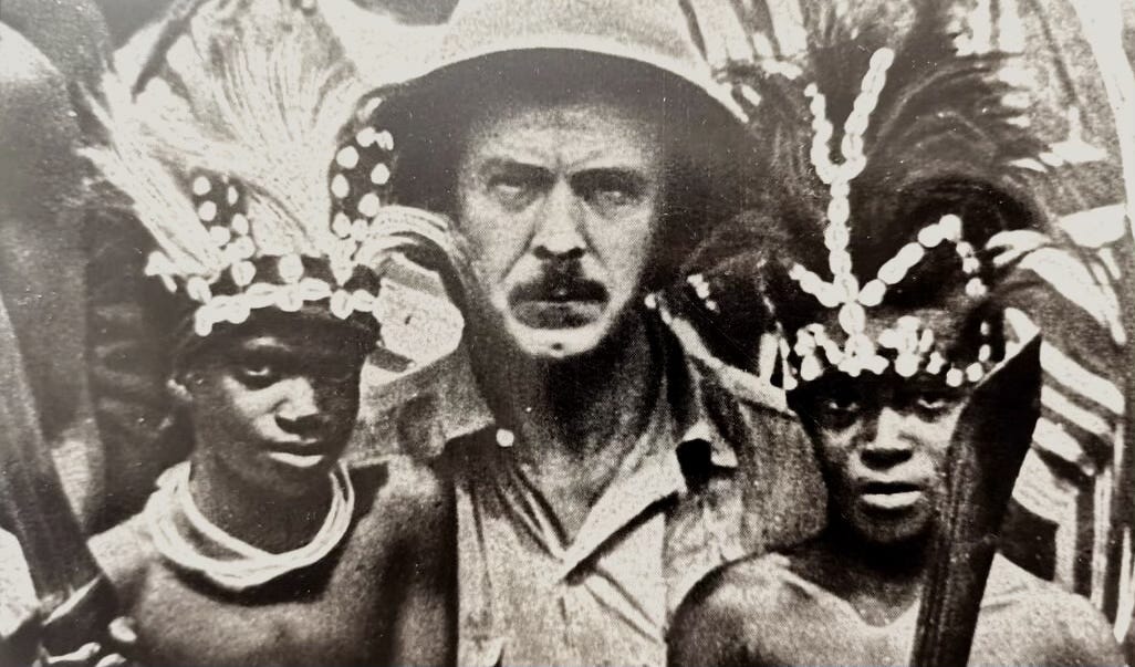 Photo from the book Jungle Ways. The author William Seabrook with two young members of the Guere.