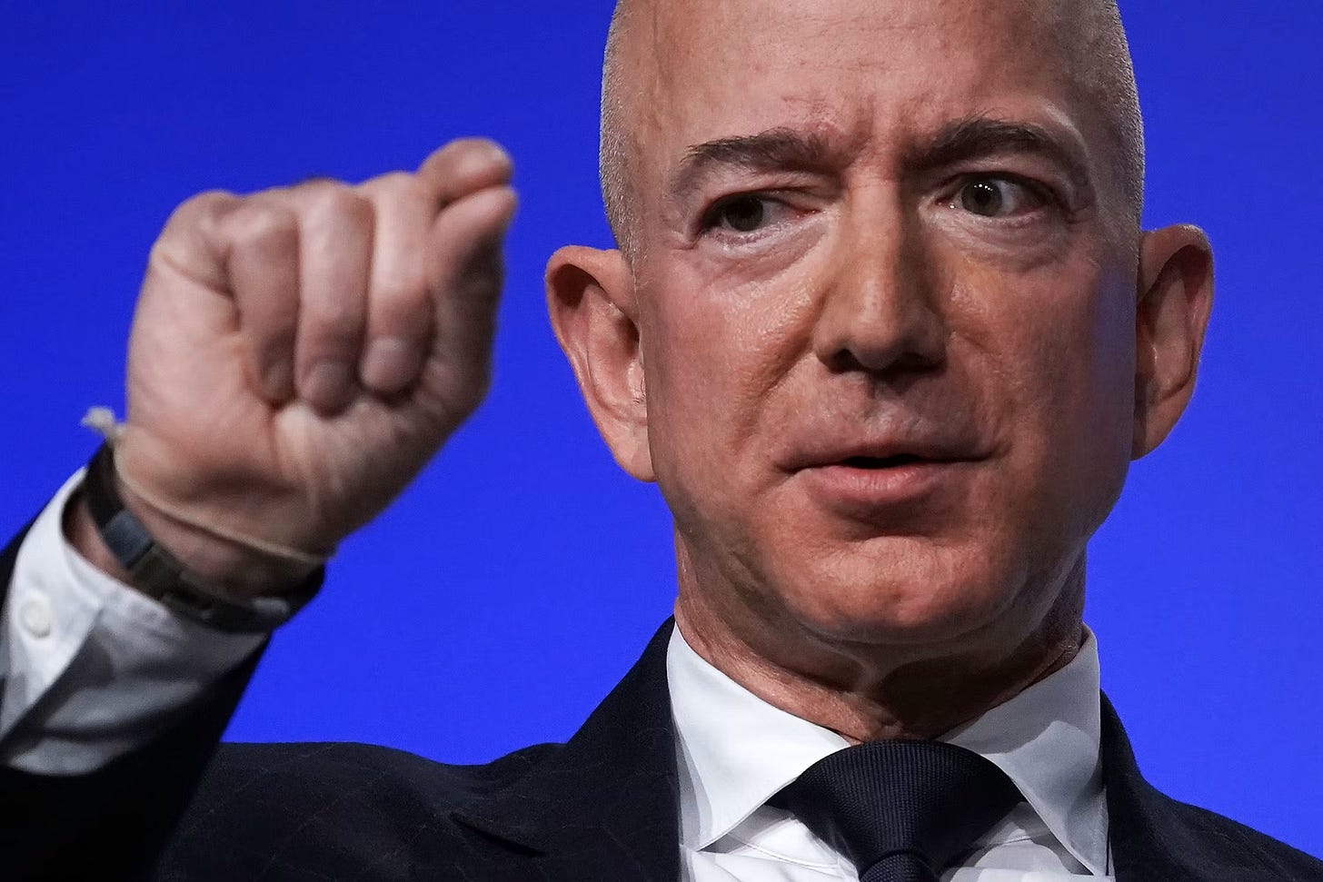 Jeff Bezos gesturing while speaking, Amazon founder known for forwarding emails with a single question mark. Jeff Bezos gesturing while speaking, Amazon founder known for forwarding emails with a single question mark.