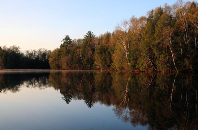 r/EarthPorn - The Lake is Glass. Wisconsin Northwoods. [OC] (5918x3884)