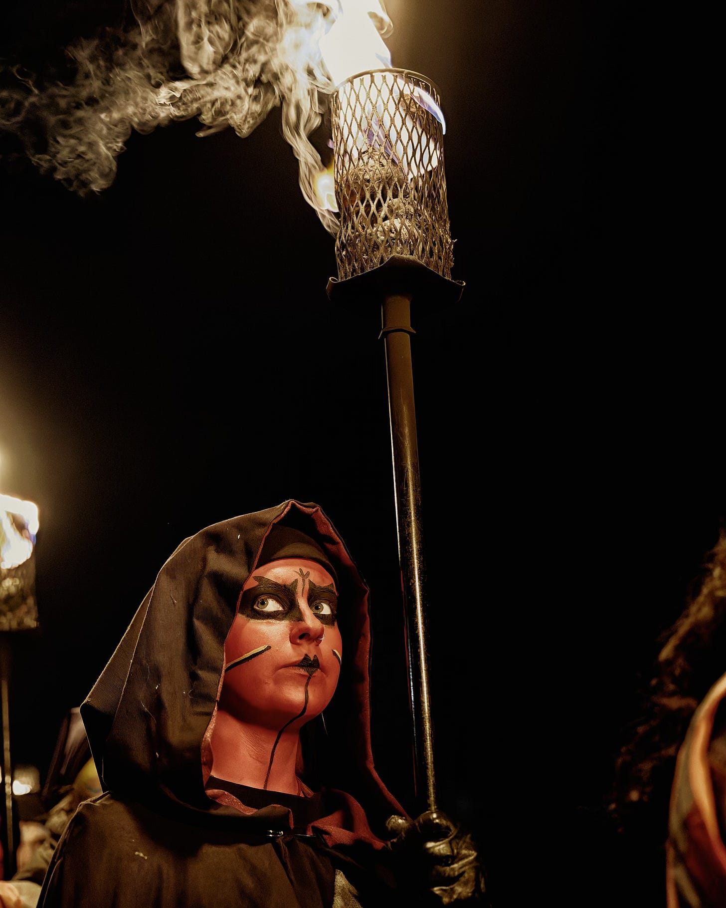 This documentary fieldwork photograph is of a Pagan Knight bound in devotion to the beloved May Queen, Beltane, Edinburgh 2026.