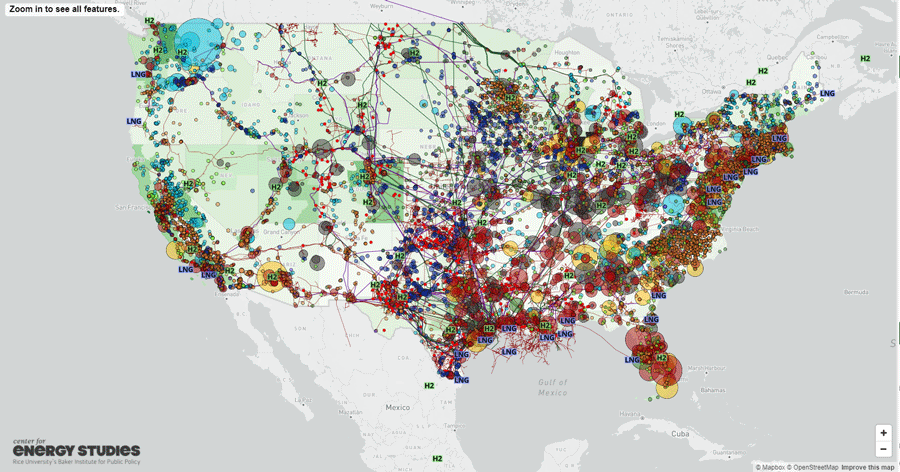 US energy infrastructure mapped by Baker Institute | Rice News | News and  Media Relations | Rice University