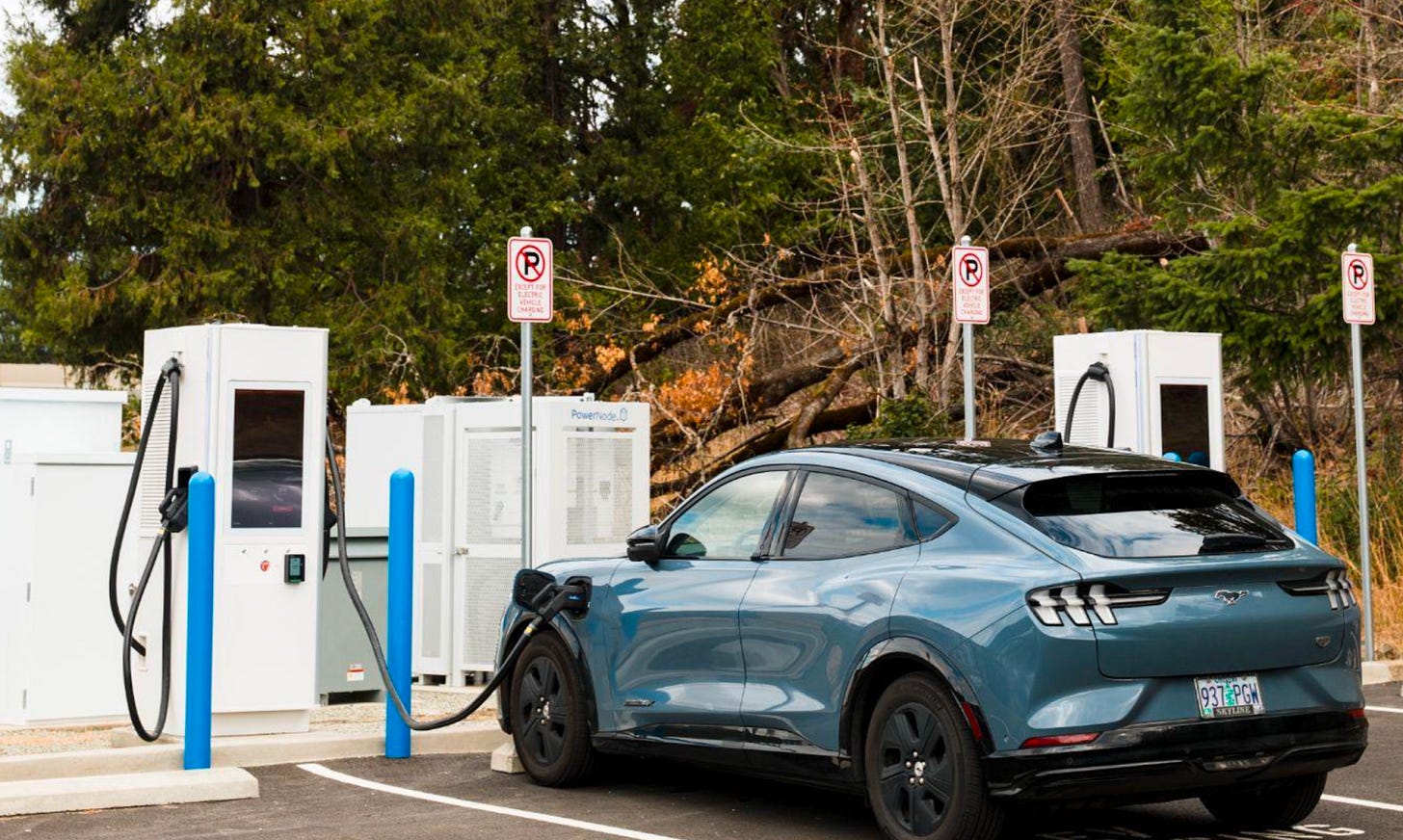 A battery-backed EV charging station in the wild