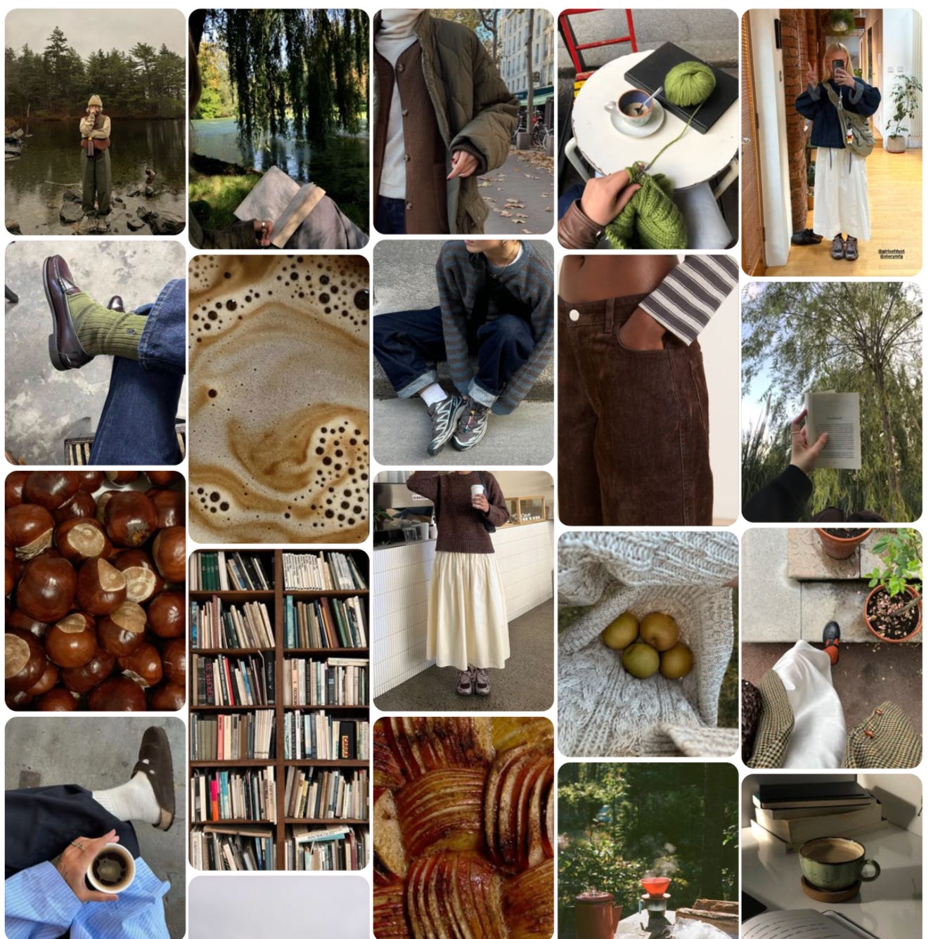 A screenshot of my Autumn Pinterest board, featuring fashion and lifestyle inspirations for the season.