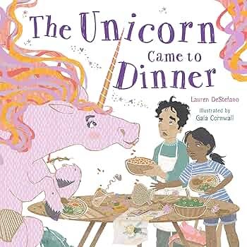 Book covers of The Unicorn Came to Dinner, Unicorn Thinks He's Pretty Great and Unicornia