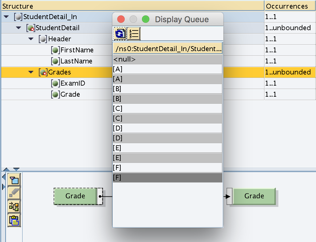 Context Changes of 'Grade' element relative to parent node 'Grades' Context Changes of 'Grade' element relative to parent node 'Grades'