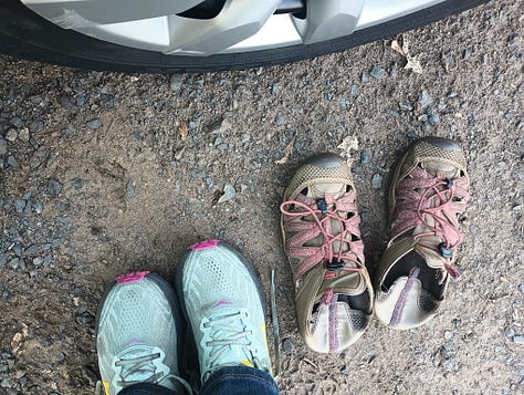 photo inside my hammock, photo of my shoes, and photo of the indoor toilet