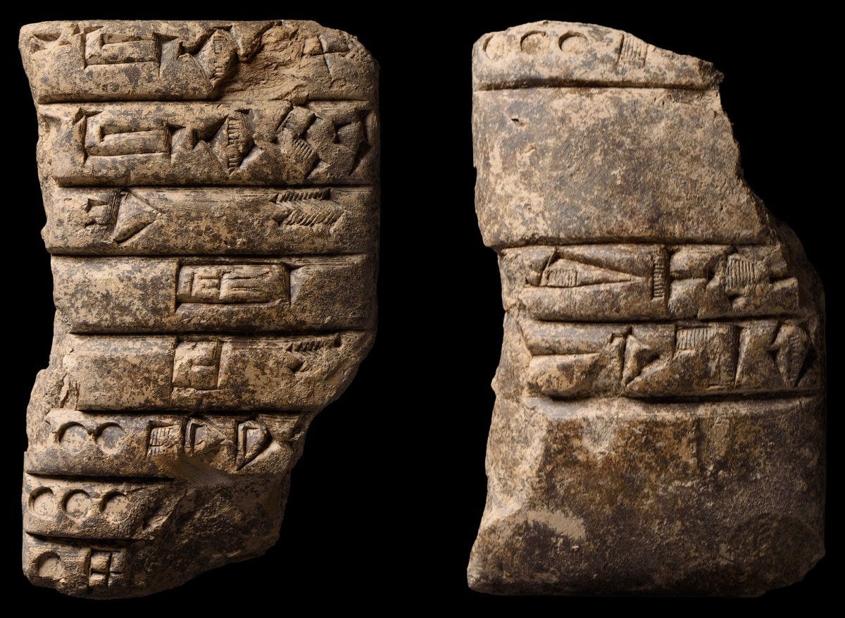 A clay tablet featuring the name of an Akkadian governor
Photo by Alberto Giannese; © The Girsu Project A clay tablet featuring the name of an Akkadian governor
Photo by Alberto Giannese; © The Girsu Project