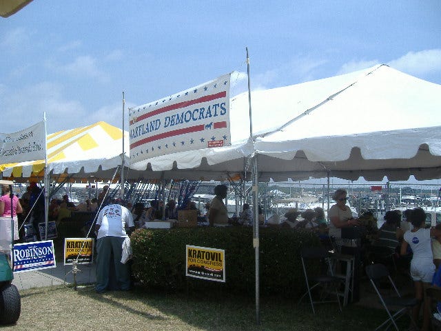 There was a fairly small Democrat tent there. No O'Malley, small tent. There was a fairly small Democrat tent there. No O'Malley, small tent.