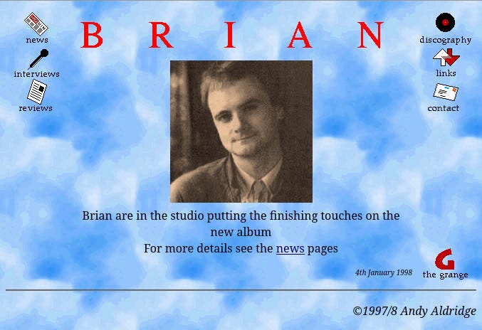 Brian website - 1998
