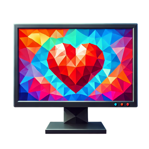 computer screen with heart