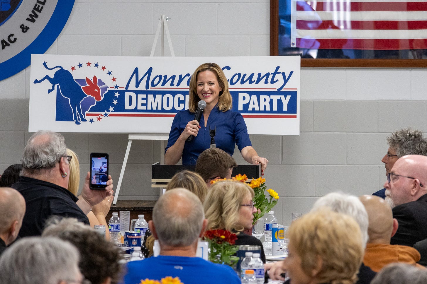 Jocelyn Benson speaking to a crowd