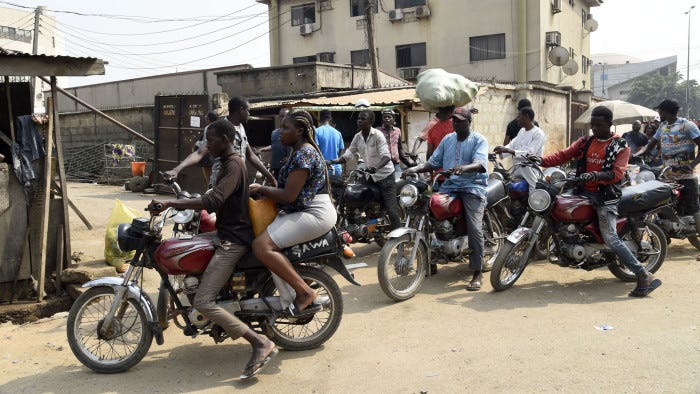 Lagos motorcycle ban forces commuters to walk