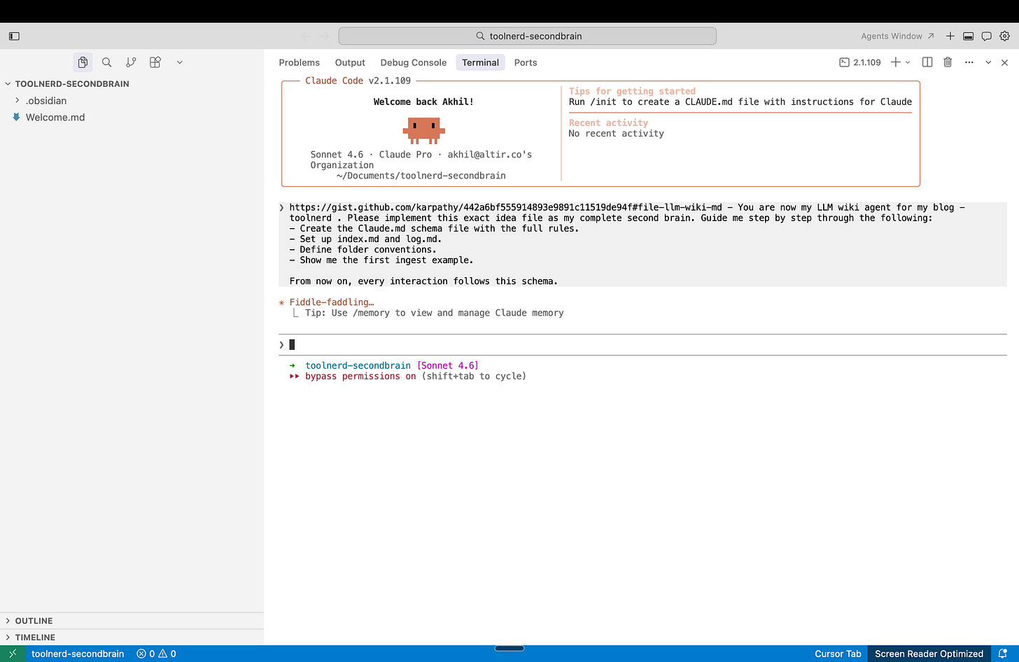 Paste the Karpathy prompt into your agent