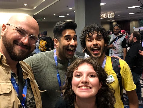 Five selfies with various friends taken at different parties during PAX West