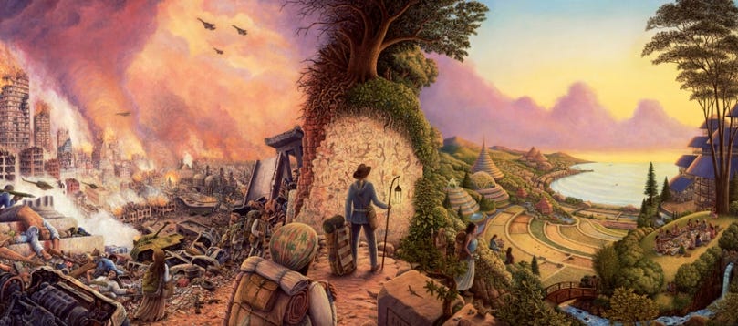 They Will come to a Fork in the Road. One Road will Lead to Materialism and Destruction for Almost All Living Creatures. The Other Road Will Lead to a Spiritual Way upon They Will come to a Fork in the Road. One Road will Lead to Materialism and Destruction for Almost All Living Creatures. The Other Road Will Lead to a Spiritual Way upon