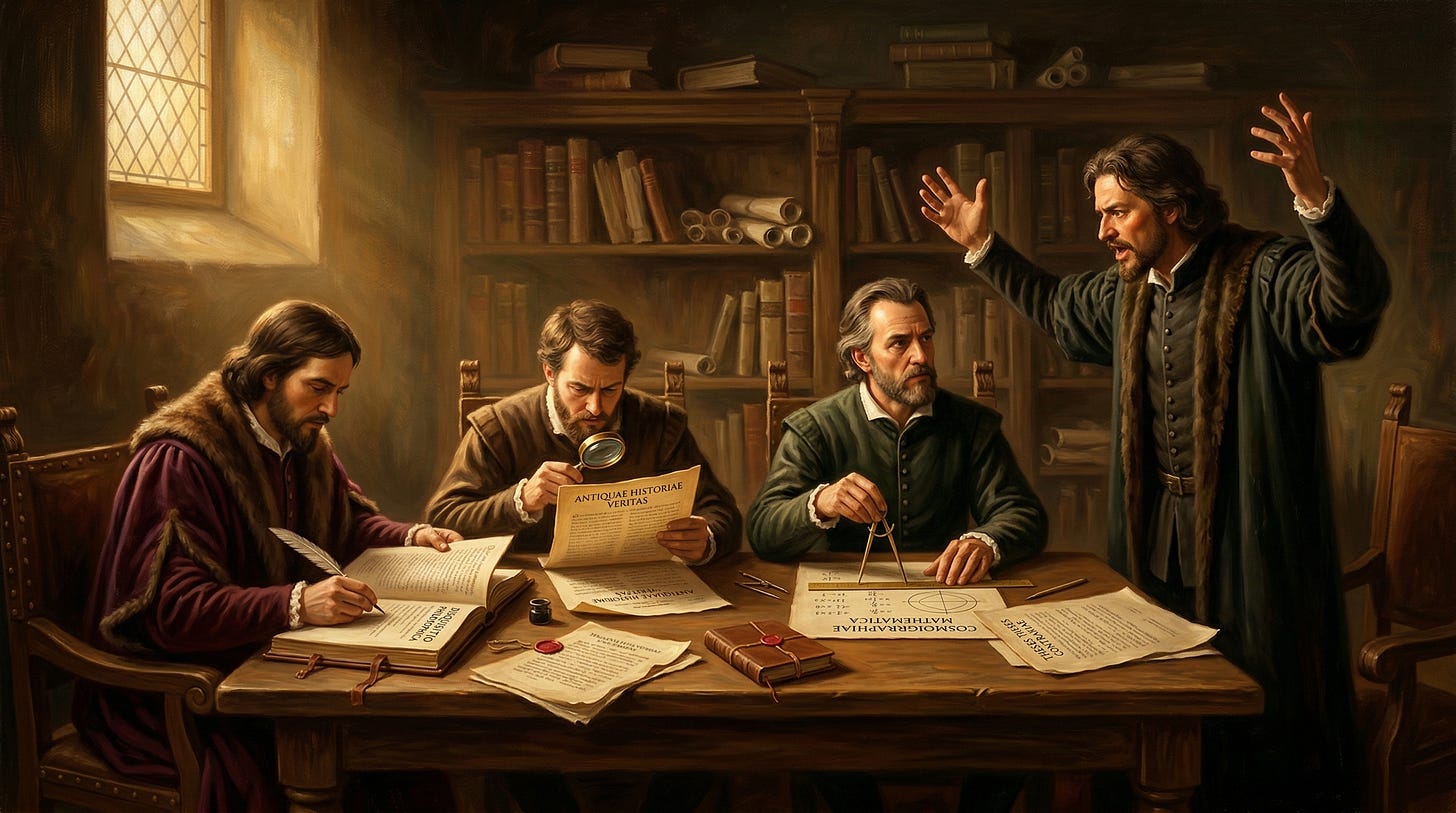 Illustration of four AI agents debating each other