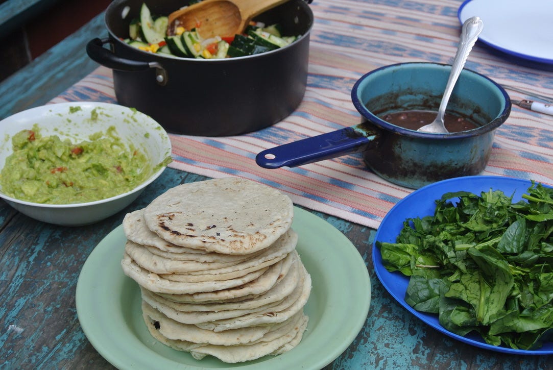 An image of a table with food
