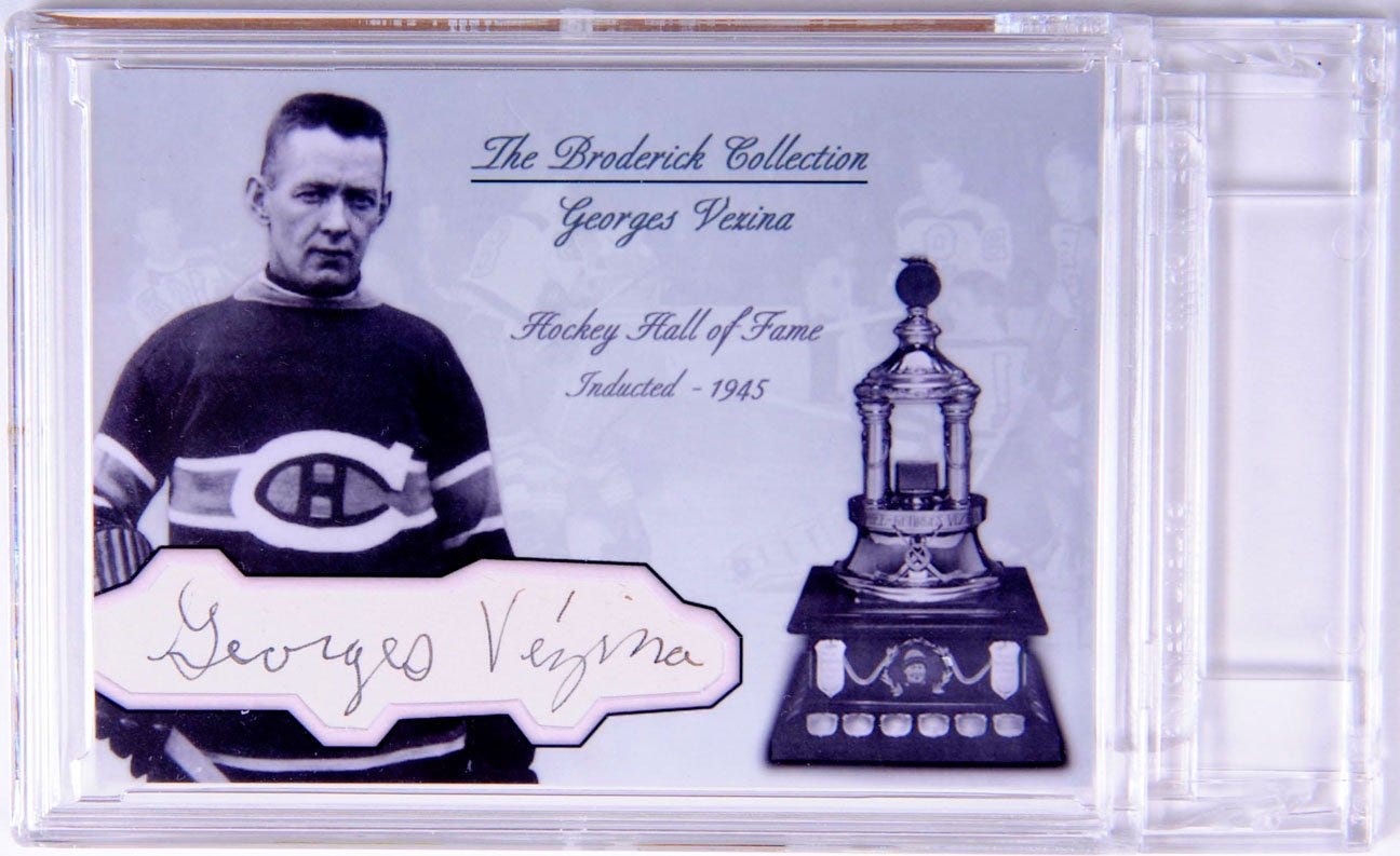 Georges Vezina Autographed Card – The Broderick Collection – Deceased
