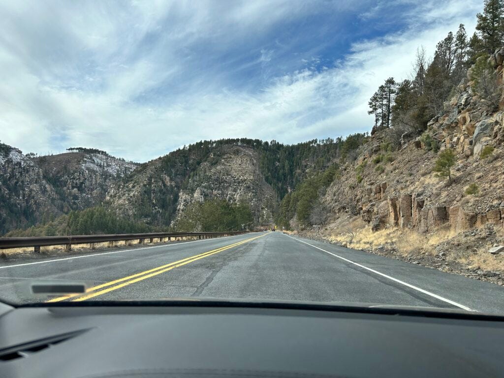 road, mountains