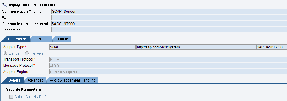 Proxy (SOAP) Sender Communication Channel Configuration