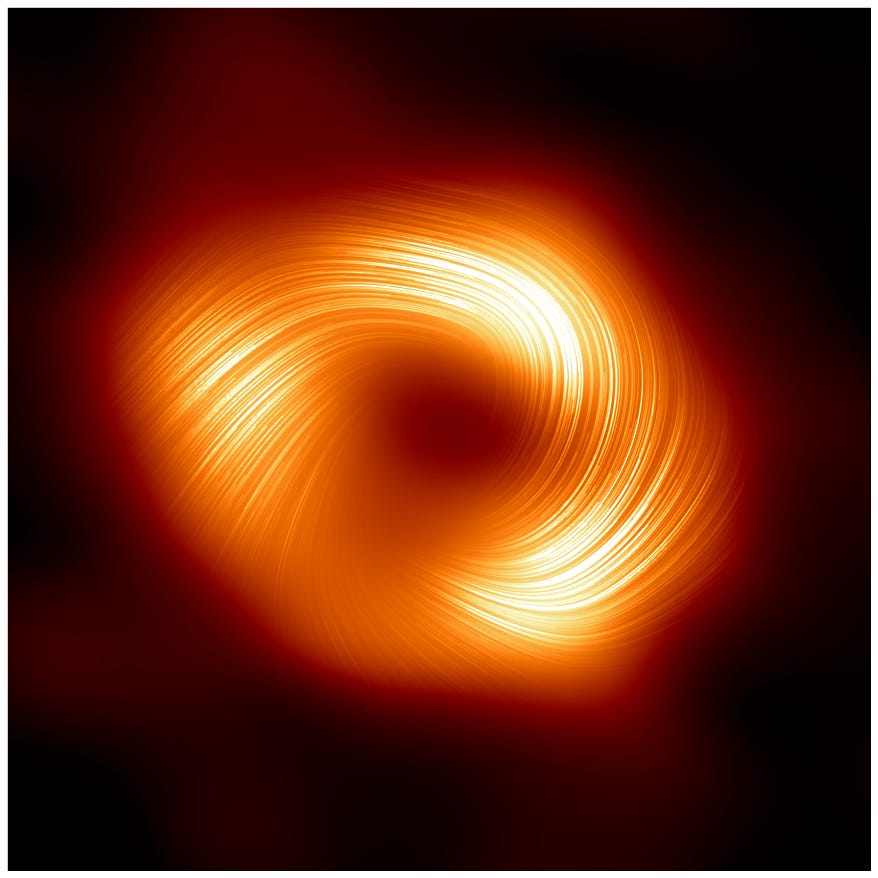 A view of the Milky Way supermassive black hole Sagittarius A* in polarized light.