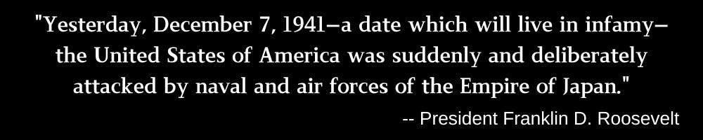 Black banner with FDR's quote in white text. Actual text was in previous paragraph