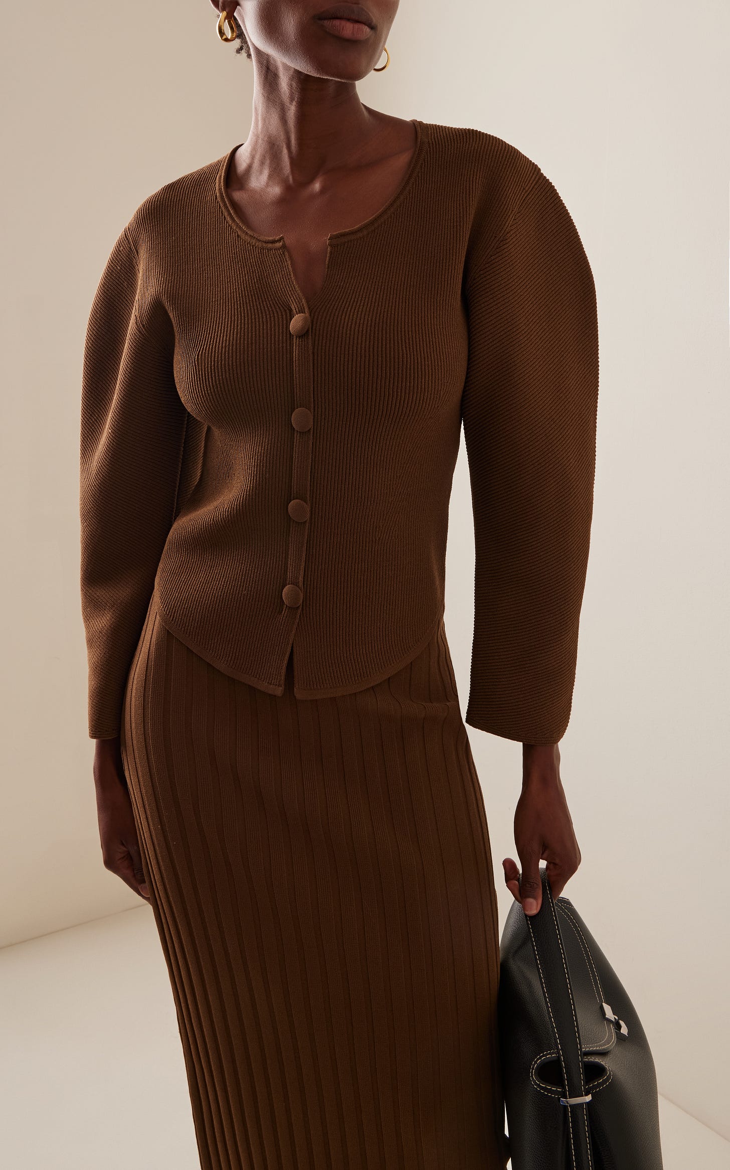 Francinas Curved-Seam Ribbed-Knit Top