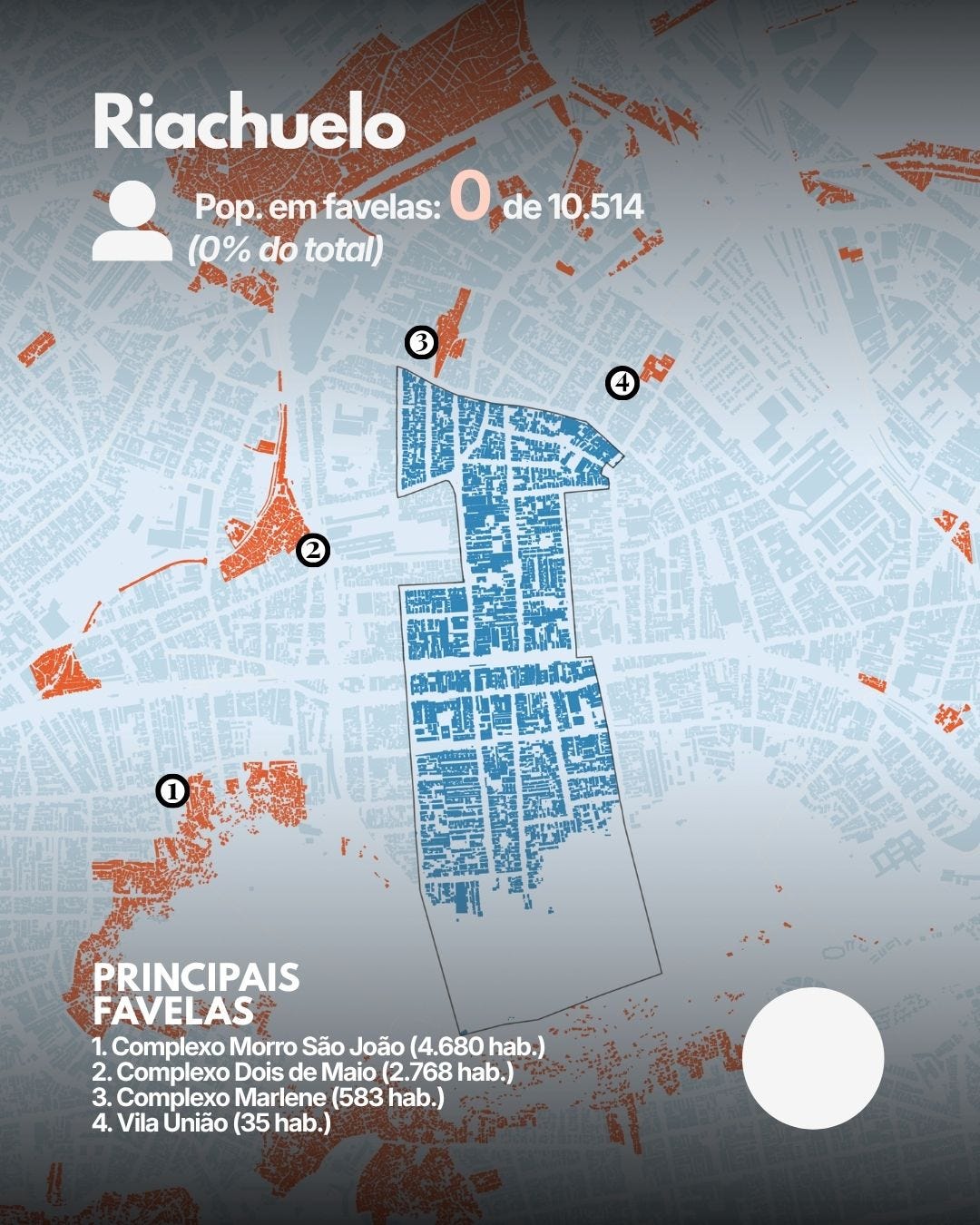 Mapa das favelas do bairro de Riachuelo - Rio de Janeiro/RJ.
