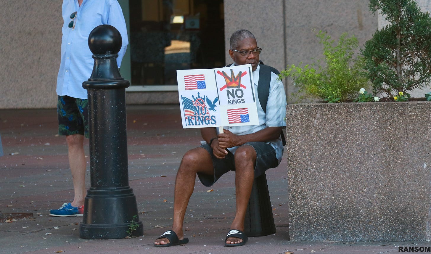 May be an image of text that says 'NO KINGS KINGS'