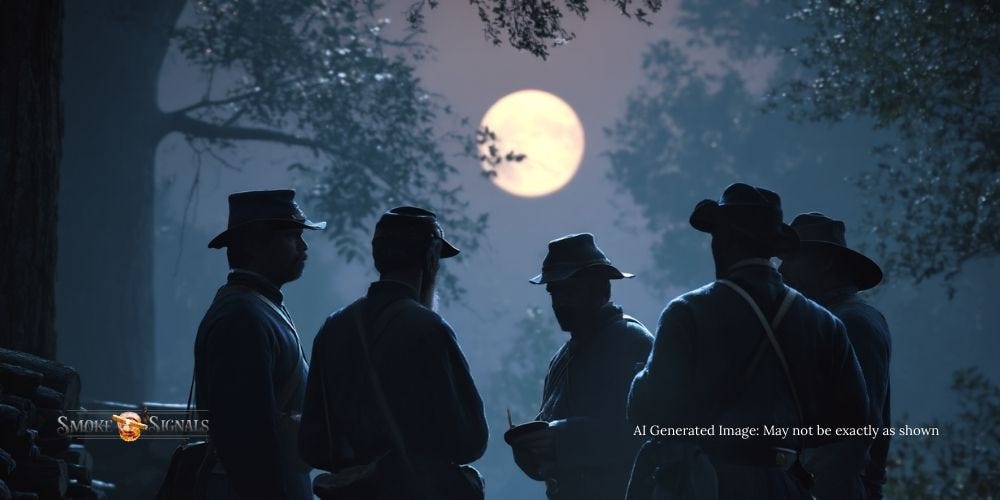 Union and Confederate soldiers trading cigars and coffee across enemy lines. Union and Confederate soldiers trading cigars and coffee across enemy lines.