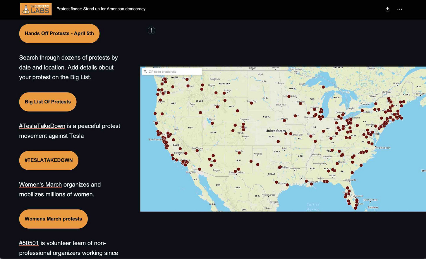 Protest finder map