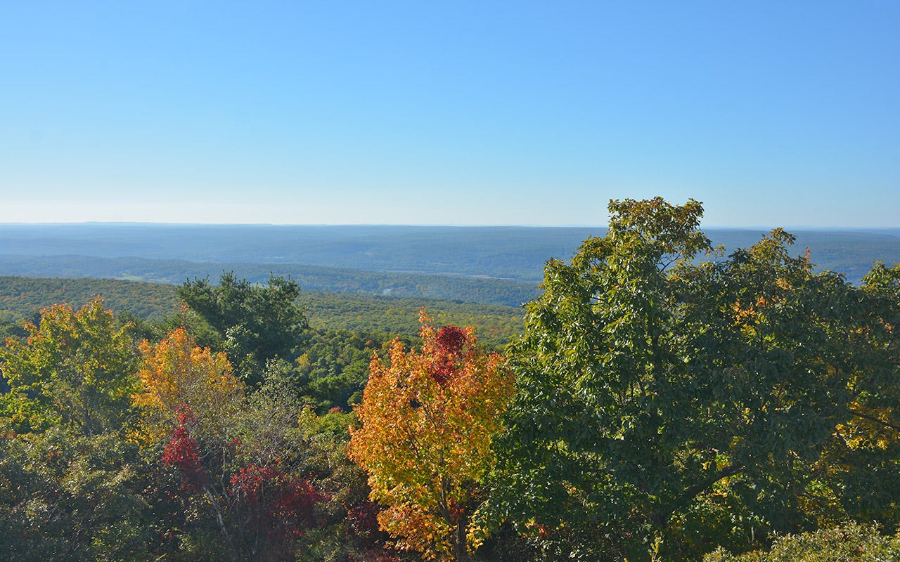 View of mountain ridges from the top of one