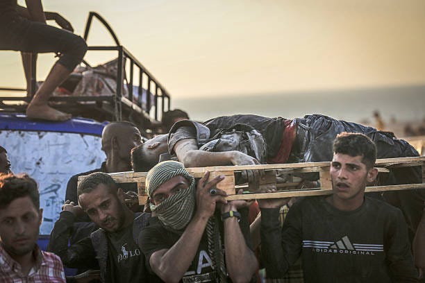 Israeli forces attack starving Palestinians flocking to the aid center set up by the US and Israeli-led Gaza Humanitarian Relief Foundation on the...