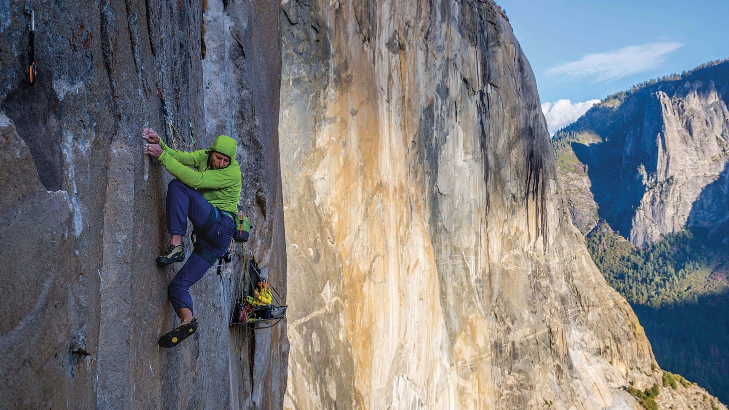 Tommy Caldwell climbing on the Dawn Wall in Yosemite National Park, California Tommy Caldwell climbing on the Dawn Wall in Yosemite National Park, California