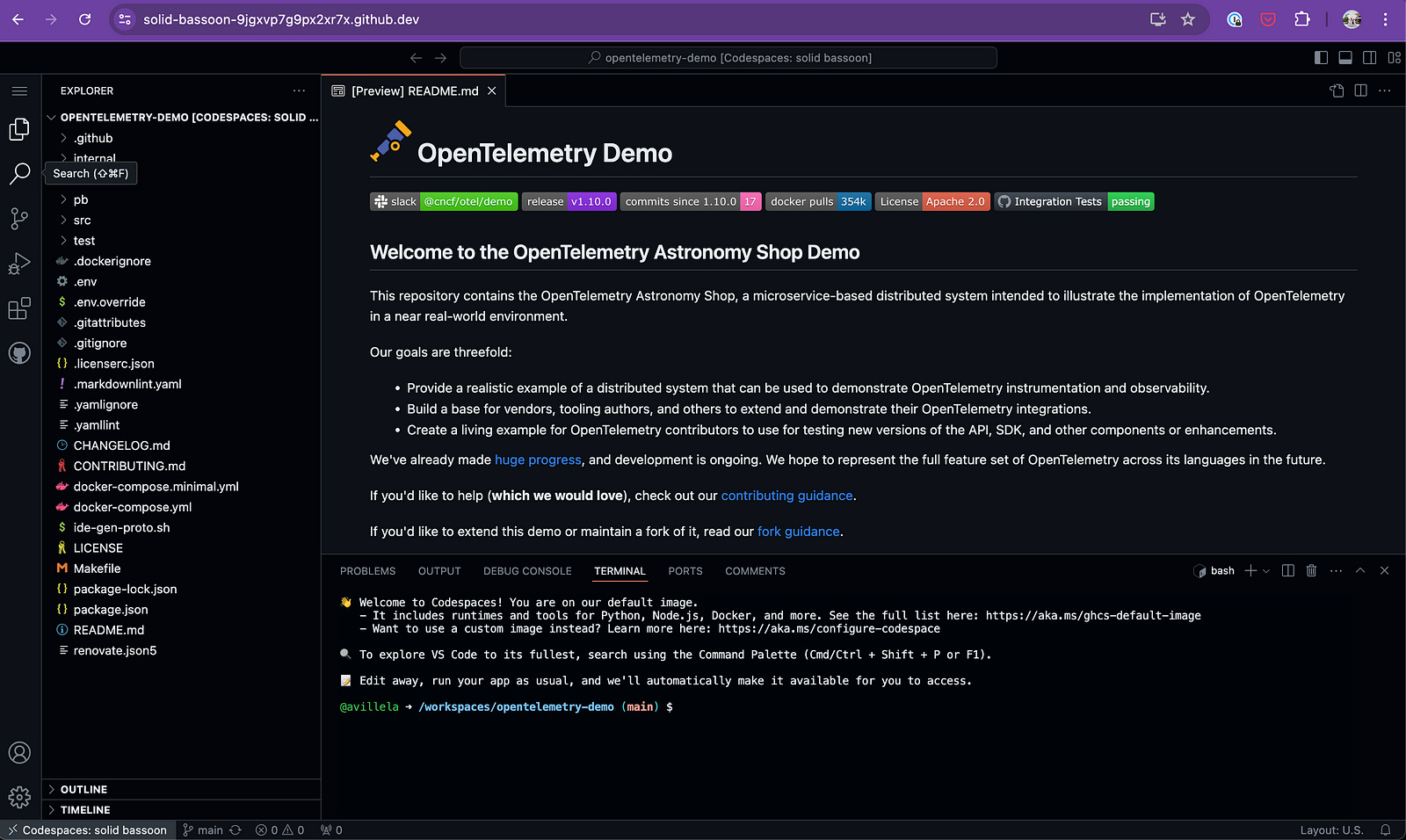 How to Run the OpenTelemetry Demo in GitHub Codespaces