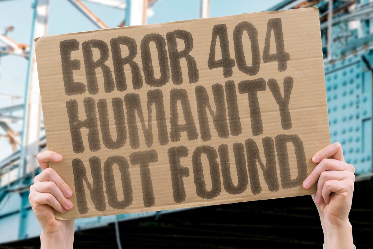 "Error 404 Humanity Not Found" mimics a web error to comment on the emotional and moral void in modern digital society. TECHNOLOGY. LOSS. ALONE. EXISTENCE. CRISIS. DYSTOPIA. DISCO "Error 404 Humanity Not Found" mimics a web error to comment on the emotional and moral void in modern digital society. TECHNOLOGY. LOSS. ALONE. EXISTENCE. CRISIS. DYSTOPIA. DISCO