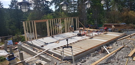 Stick framing walls on concrete slab