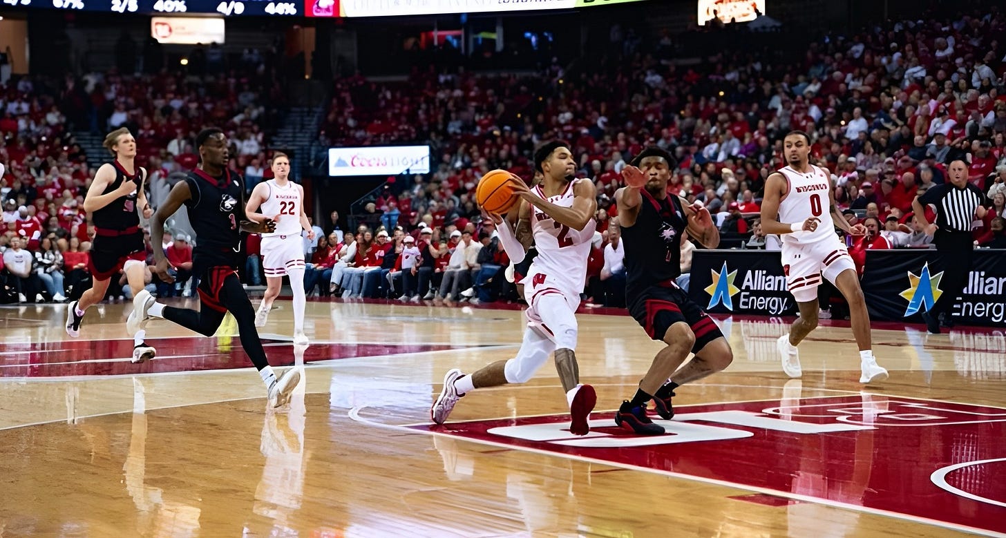Wisconsin Badgers guard Nick Boyd drives to the basket against Northern Illinois at the Kohl Center.