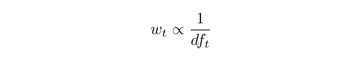 IDF Inversely proportional to Document Frequency IDF Inversely proportional to Document Frequency
